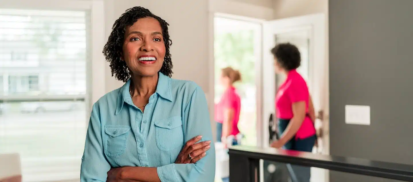 Maid providing a move in cleaning service.